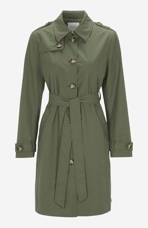 Cellbes of Sweden - Enkeltradet trenchcoat i kakigrøn til damer i størrelse 42/44