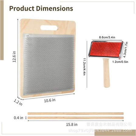 Kardebørstesæt i uldblanding, uldbørste og uldfiltredskaber, egnet til filtning og gør-det-selv-håndværk.