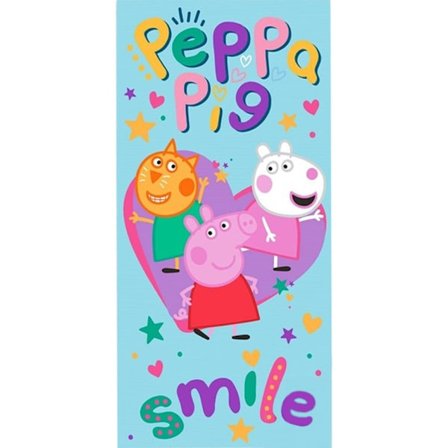 Peppa Pig badhandduk med leende, strandhandduk 70x140 cm