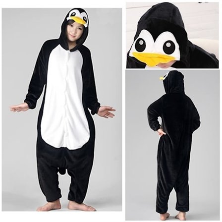 Fancy Cosplay Kostym Onesie Pyjamas Vuxen Nattkläder Pingvin M