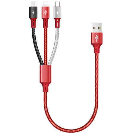 2025 Senaste Modell USB Laddkabel 3 i 1, 35CM Multi USB-kabel, Flerfaldig Laddkabel Universal 3 i 1 Snabbladdningskabel med IP/Micro USB/Typ C