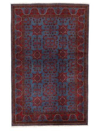 Kunduz Teppich Orientalischer Schwarz/Dunkelrot (Wolle, Afghanistan)