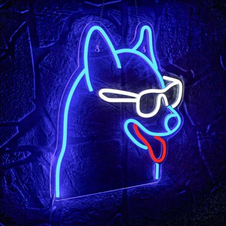 Neon LED -koiran aurinkolasit, sininen neon LED -koiran seinäkoriste, makuuhuoneeseen, kotiin, lemmikkihuoneeseen, lastenhuoneeseen, leikkihuoneeseen