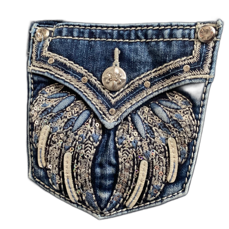 Miss Me jeans med broderad ficka, strl 25