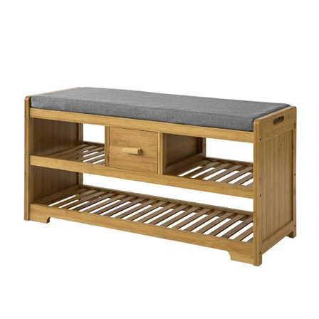 SoBuy træ skohylde med 1 skuffe 34.01x91.01x45.01cm, rustik FSR75-N