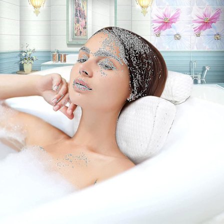 Badeputer Spa Badekar Ergonomisk Kompatibel Med Badekar Nakke Hode Skulderputer Støtte Pute Hodegavl Luksus Myk 3D Mesh -ES