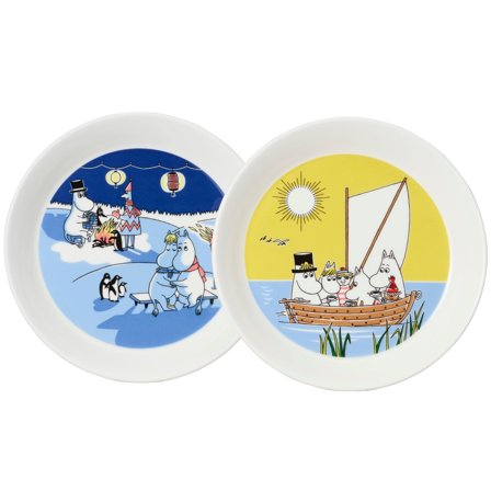 Arabia Muumi lautassetti 19 cm Purjehtien & Talvinuotio