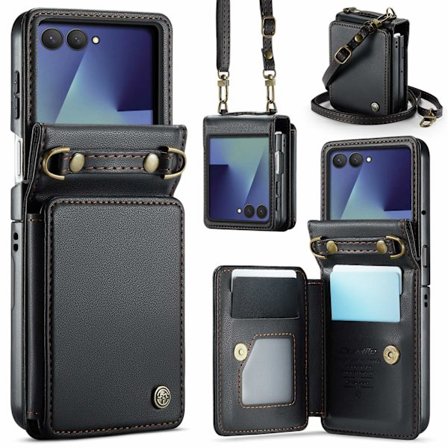 CaseMe Samsung Z Flip7 C22 Series Suojakuori+Lompakko - Musta