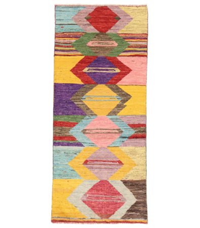 Moroccan Berber - Afghanistan Handgeknüpft 81X185 Läufer Teppich Orange/Dunkelrot Afghanistan