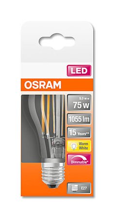 OSRAM LED Classic A 75 9W 2700K klar dim E27
