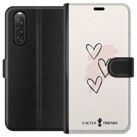 Yhteensopiva Lompakkokotelo Sony Sony Xperia 10 V Cactus and Friends - Soft Romance Sketch