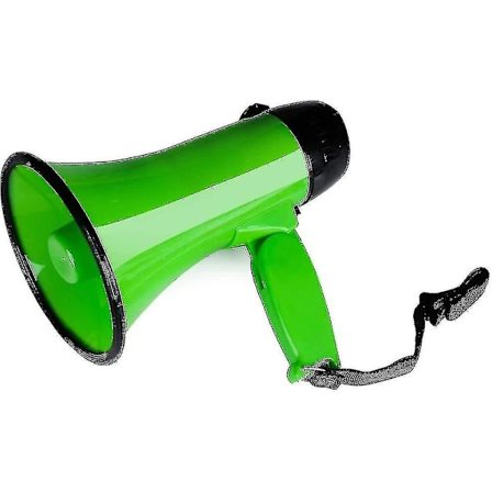 Bärbar megafon med 25 watt effekt, megafonhögtalare med röst- och siren/larmlägen (grön)