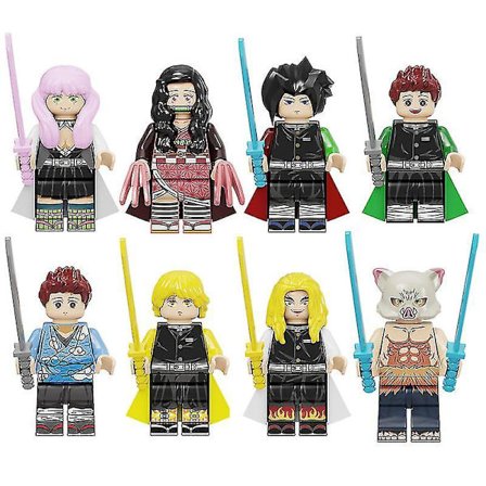 8 stk. Demon Slayer Blade Inosuke Tanjiro Nidou Monterte Barnebyggeklosser Minifigur