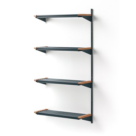 Wandgarderobenschrank JEPPE mit 4 Schuhböden, Anbauelement, 1790x900x310 mm, blau/eiche