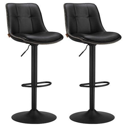 Säädettävä baarijakkara jalkatuella 2-pack - Musta