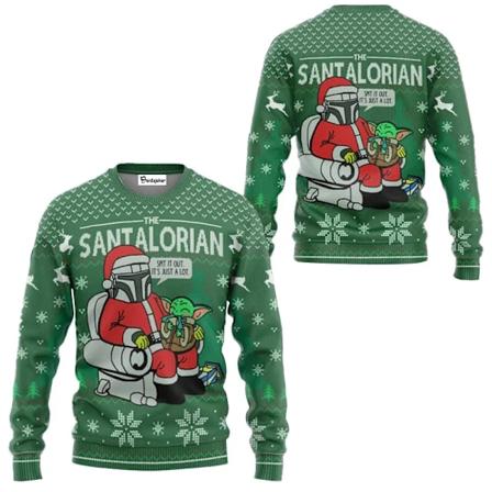 The Mandalorian Santalorian ja Baby Yoda Ruma Paita T htien sota Hyv Joulua Miesten Paita Syksy Talvi Naiset Pusero tyyli 2 XXXL style 2