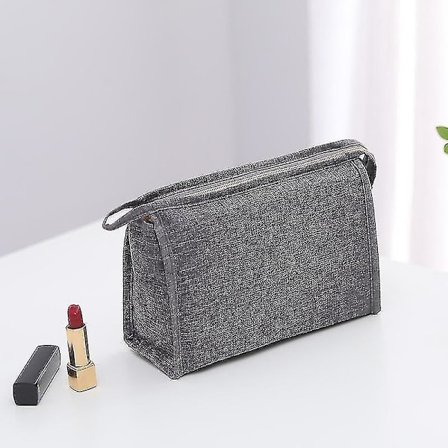 Kosmetikväska i Briefcase-stil, Grå Sammet, Reseväska