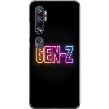 Yhteensopiva Puhelinkuori Xiaomi Xiaomi Mi Note 10 Neontext Gen Z värikkäässä valossa tummaa taustaa vasten modernissa digitaalisessa tyyliissä