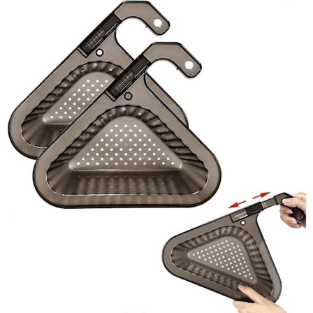 2 st Diskbänk Durkslag Sil Korg med Avtagbart Handtag Diskbänk Hålfritt Triangelhörn Sil Korg Hängande Filter Avloppsställ