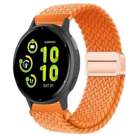 20/22 mm nylonarmband kompatibelt med Garmin Forerunner 55 165 265 965 255, magnetiskt flätat andningsbart band kompatibelt med Garmin Active 5/Venu 3