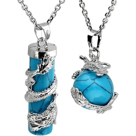 Drager viklet rundt kuglecylinder ædelstenskrystal vedhæng halskæde gave sæt Lmell gave