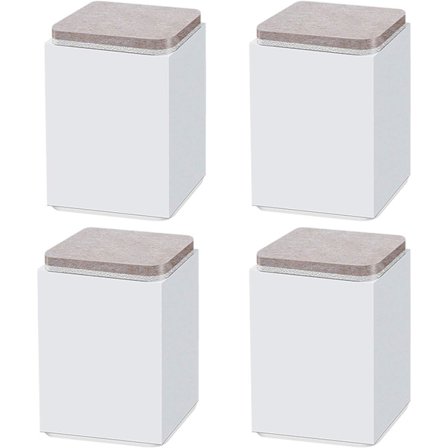 (Vit 10cm) 4PCS Möbelstödben, Självhäftande Kolstål Booster, 6x6cm Fyrkant, för Soffa, Säng, TV-skåp, Möbel Booster, Höjd 5cm