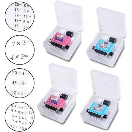 4 kpl rulla digitaalinen opetusleima, uudelleenkäytettävä matematiikan opetuslelu yhteenlaskuun, vähennyslaskuun, kertolaskuun ja jakolaskuun (xq)
