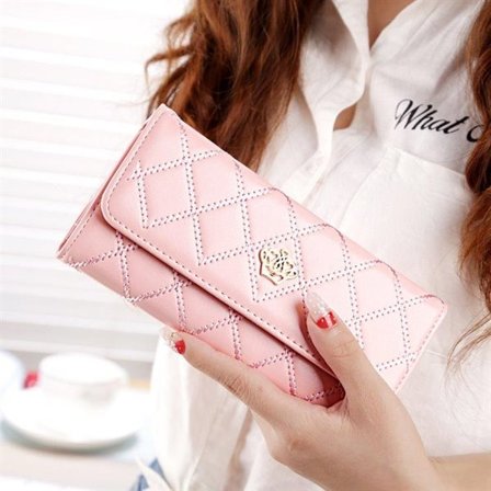 Fashion Wallet Women med glidelås og krone