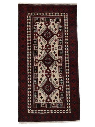 Belutsch Teppich Handgeknüpft 97X192 Schwarz/Braun Persien/Iran