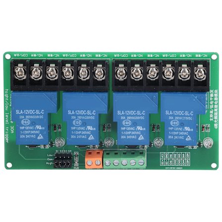 Relémodul 4 Kanal 30A Høy Lav Nivå Strømrelémodul med Isolasjon Optokobler 12V