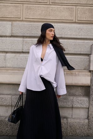 Victoria Quitzau x NA-KD - Overdimensjonert bomullsskjorte - Skjorter - Lilla - EU 42