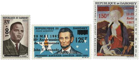 Dahomey - 3 forskellige frimærker - Postfrisk
