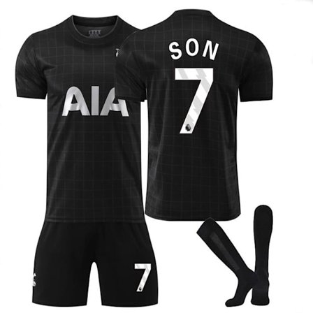25-26 Tottenham Hotspur FC Bortedrakt NO.7 SON Sett Barn Voksen Fotballdrakt med Sokker Borte NO.7 Away NO.7