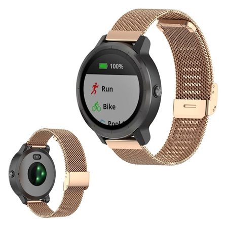 Garmin Vivoactive 3 / Venu / Vivomove 3 / Forerunner 245 / 645 värjäämätön teräsranneke - Ruusukulta