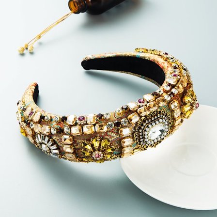 Barock svamp vadderad sammet pannband kaffe