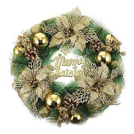 Jule furunålsgirlander dørkransdekorasjon (Tilfeldig stil, 30 cm)