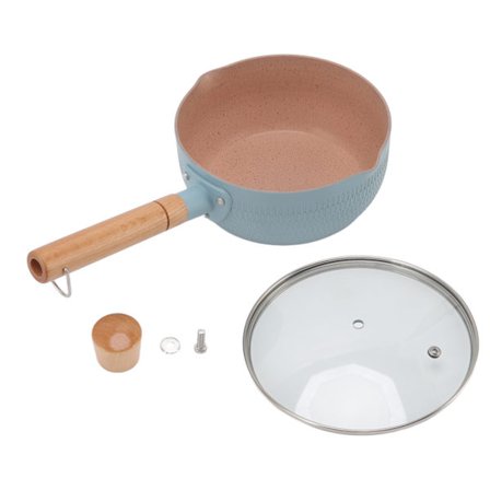 Blå Aluminium Legering Non-Stick Multifunktionel Mælkegryde med Træhåndtag til Induktion og Gas Komfur