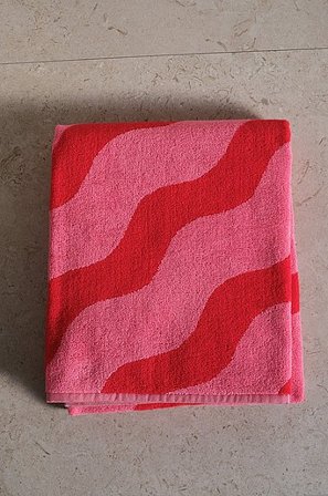 Jotex - Badlakan 90x150 Cm Röd/rosa WAVES - Köp Badlakan hos Jotex