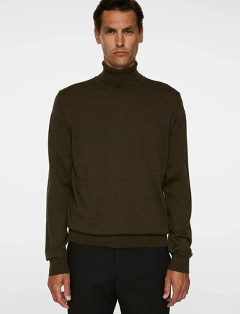 J. Lindeberg Kaden Merino Turtle Neck - Khaki green - S