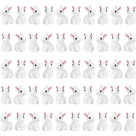 Miniature dyr Miniature figurer Fe have miniature mos landskab DIY terrarium håndværk Ornament tilbehør til boligindretning (Kanin, pakke med 50)