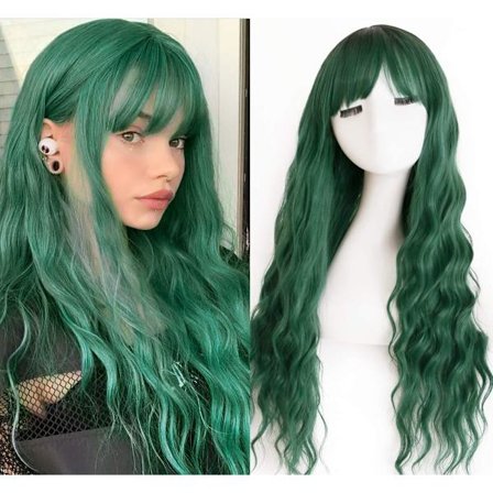 Europeiske og amerikanske parykker, dame Qi Liuhai, langt krøllete hår, c