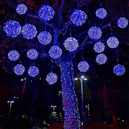 Juldekorationer Solcellsdrivna Hängande Träd Ljus Boll Ljus Utomhus Vattentät Dekoration Trädgård Trädgårdsarbete[D]