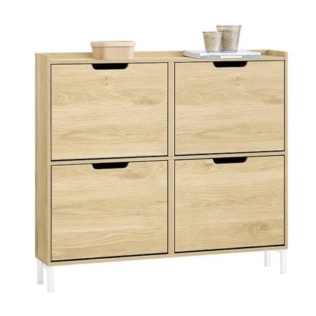 Rootz Shoe Storage Cabinet - Shoe Rack - Entryway Organizer - Stability & Space - MDF/Metal - 100cm x 90 cm x 19 cm