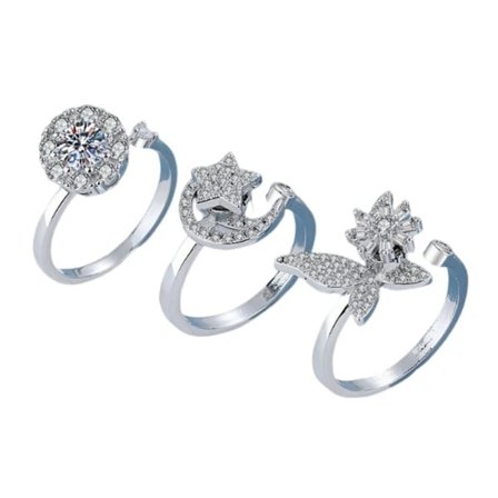 CDQ Anti-stress -sormukset Säädettävä 3 kpl Hopea HopeaCDQ