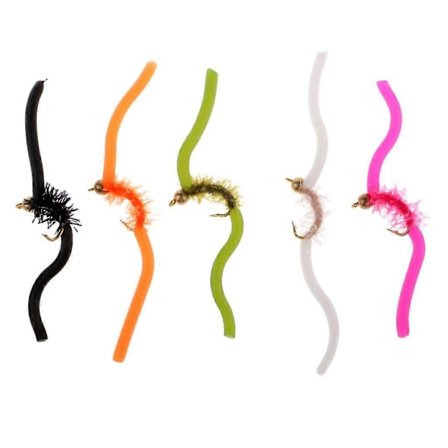 5 st San Juan Squirmy Wormy Öring Mask Flugsortiment Flugfiske