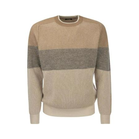 Peserico, Round-neck Knitwear Beige, Heren, Maat:L
