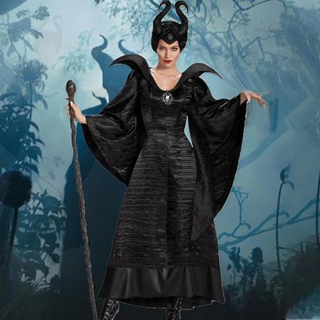 Naisten aleficent Evil Queen Cosplay -asujuhla Halloween asu Fancy Mekko - Perfet Black M