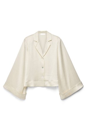 NA-KD - Vid bluse med rysjer og ermer - Bluser - Offwhite - EU 38