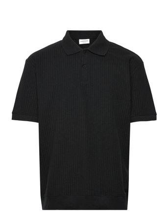 Lindbergh Oversized Jacquard Polo S/S - Black - L