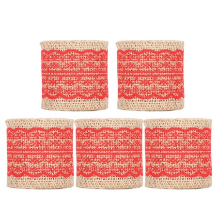 5 stk. Burlap Bånd Blonde Lærred Rulle Jute Bælte DIY Håndlavet Hessian Strop Craft Dekorationer (Rød)